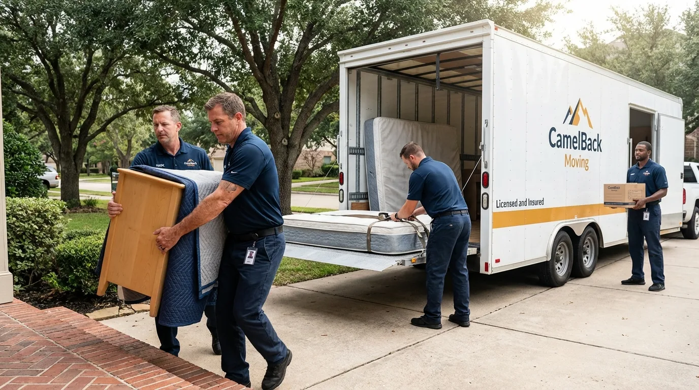 Crew loading residential truck for cross-state move from Brookside, AL
